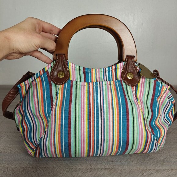 Relic By Fossil Striped Multicolor Handbag With Dual Handles & Adjustable Strap - Picture 8 of 9
